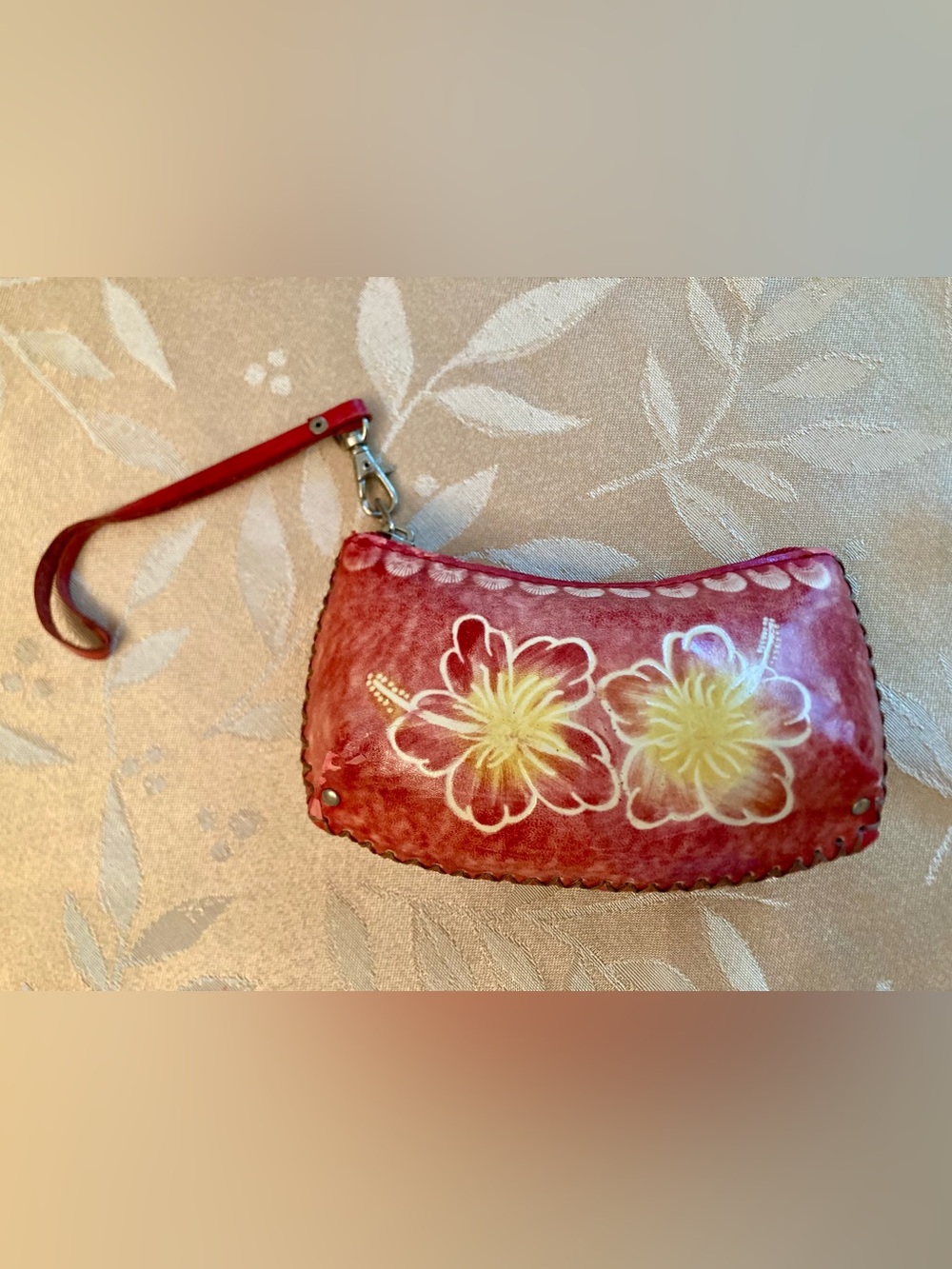 Red Genuine Leather Wristlet